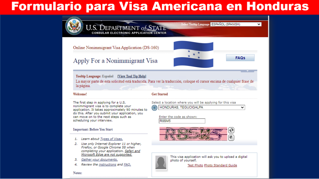 tener acerca de Autocomplacencia Formulario para Visa Americana en Honduras 2022