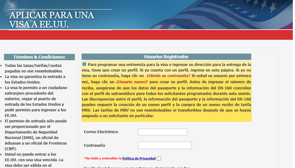 Programar cita en la Embajada Americana en Honduras